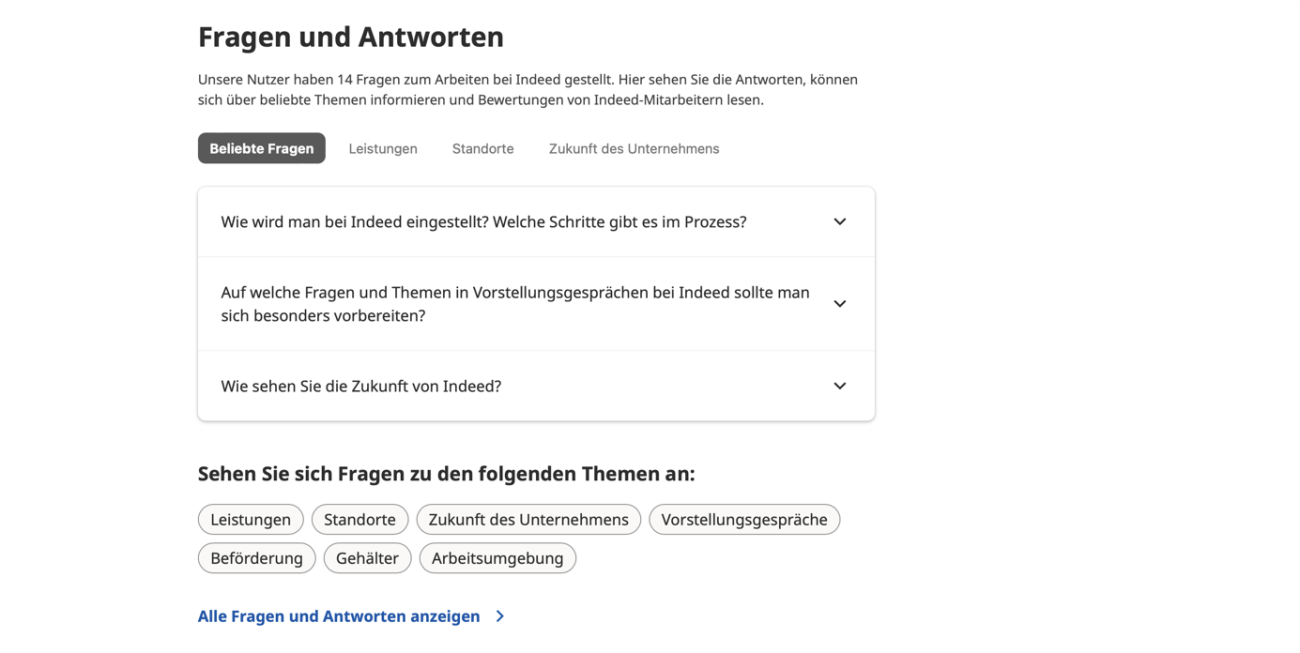 indeed Unternehmensprofil – Fragen & Antworten