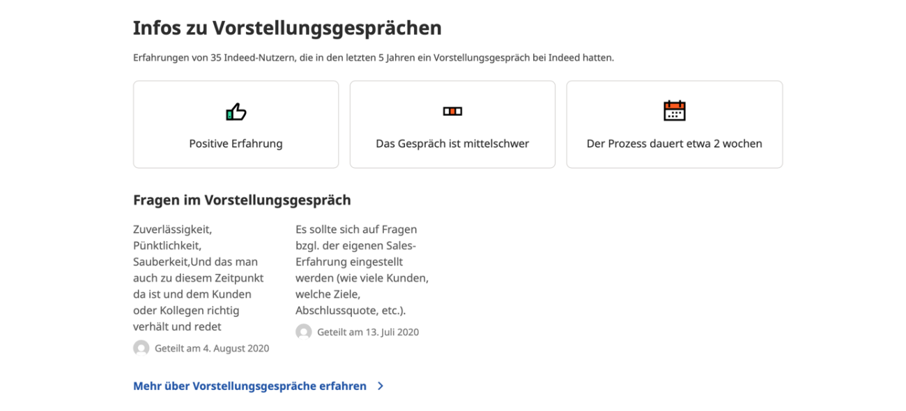 indeed Unternehmensprofil – Infos Vorstellungsgespräch